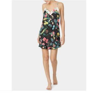 Betsey Johnson Women Floral-Print Chemise Nightgown | Size - Medium | Black